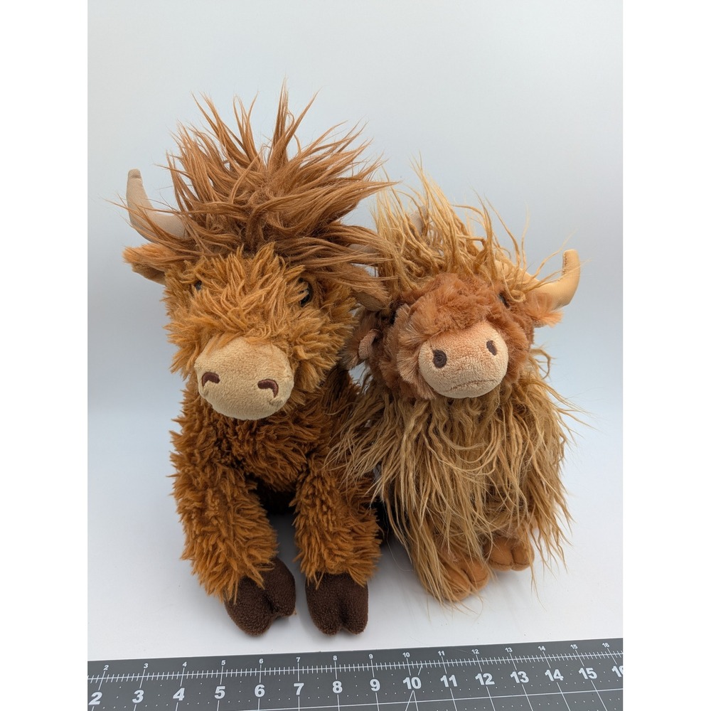 The Petting Zoo Highland Cow Brown Shaggy Plush Lot Stuffed Animal 2018 2024
